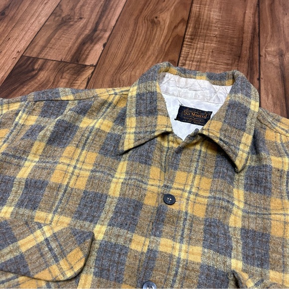 True Vintage 70s / 80s Wool Flannel Plaid Shirt St Moritz Men’s Medium - Picture 5 of 11